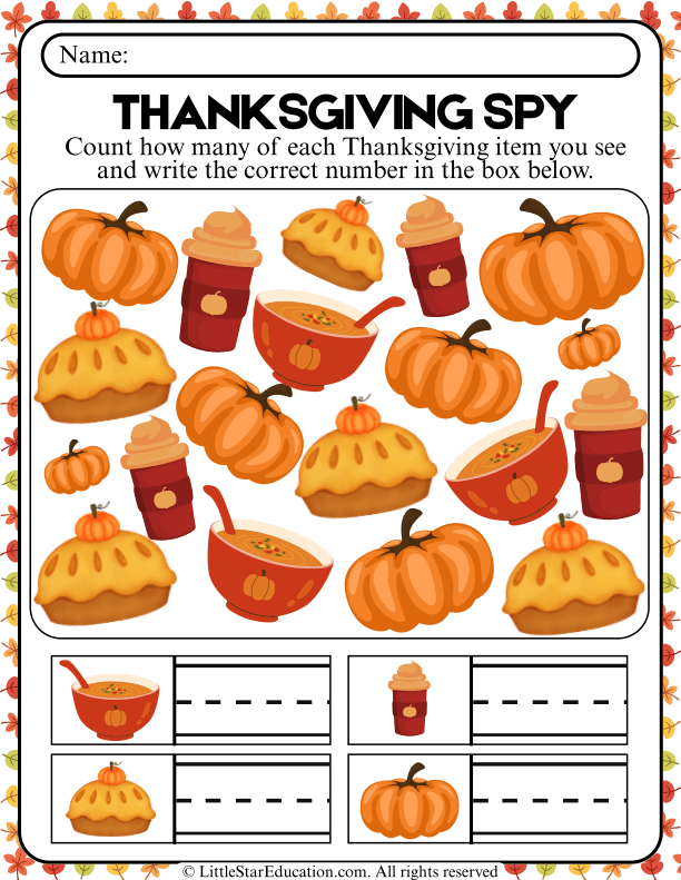 Thanksgiving Counting and Number Writing for Pre-K and Kindergarten Math