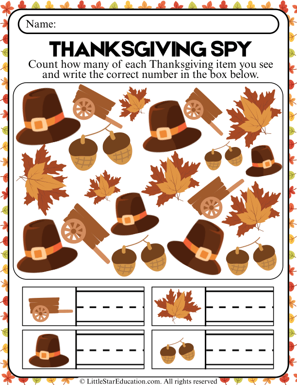 Thanksgiving Counting and Number Writing Practice for Early Math
