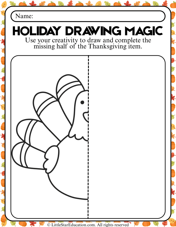 Thanksgiving Drawing Prompts for Kids: Complete the Holiday Picture