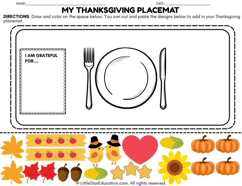 Thanksgiving Gratitude Placemat Craft for Social-Emotional Learning