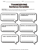 Thanksgiving Sentence Scramble for Early Elementary ELA Skills thumbnail 1