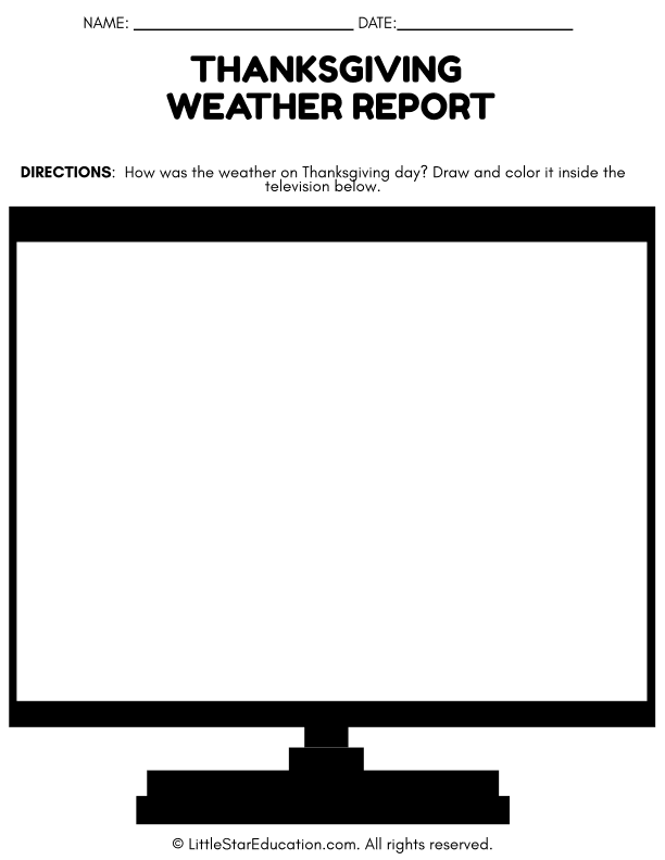 Thanksgiving Weather Drawing for Kindergarten Science