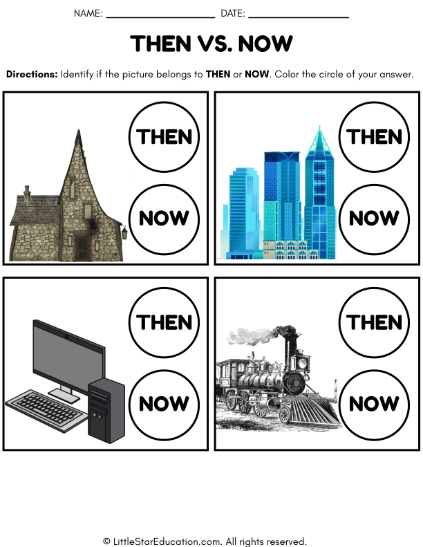 Then and Now Picture Sorting for Early Social Studies Skills