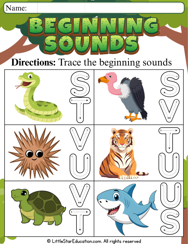Tracing Beginning Letter Sounds for Preschool and Kindergarten ELA