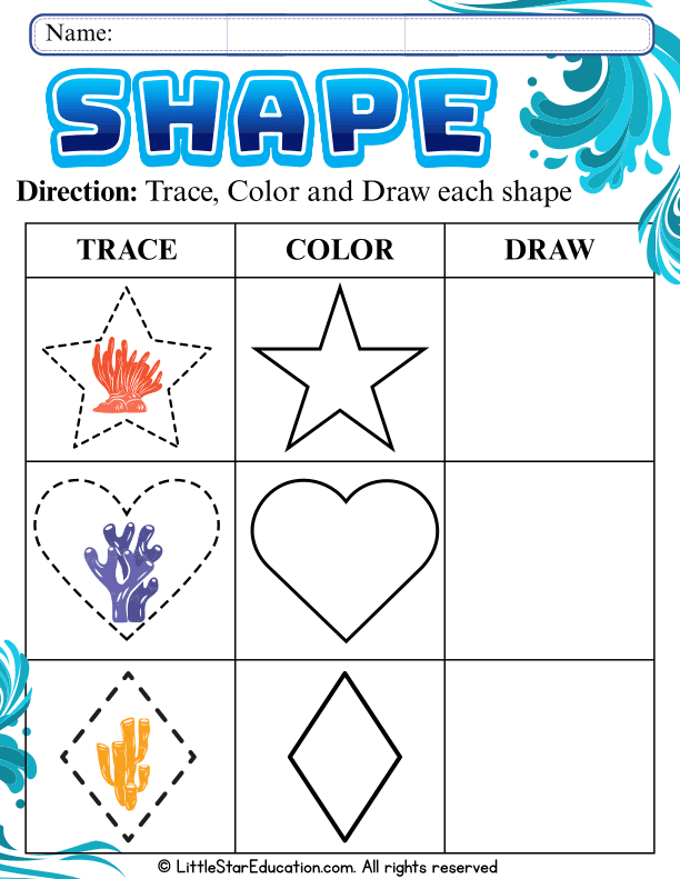 Tracing, Coloring, and Drawing Shapes for Preschool Math Skills