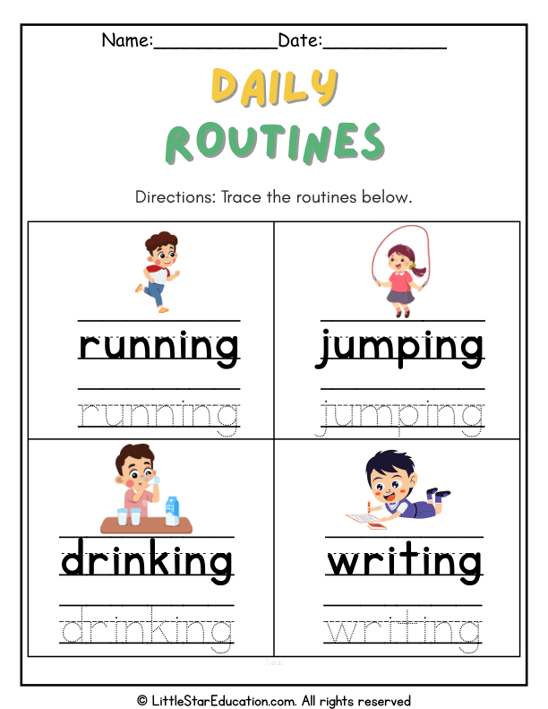 Tracing Daily Routines: Fine Motor Skills Practice for Pre-K