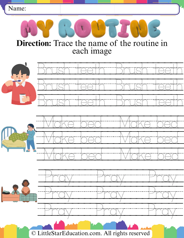 Tracing Daily Routines: Healthy Habits Practice for Preschool Kids