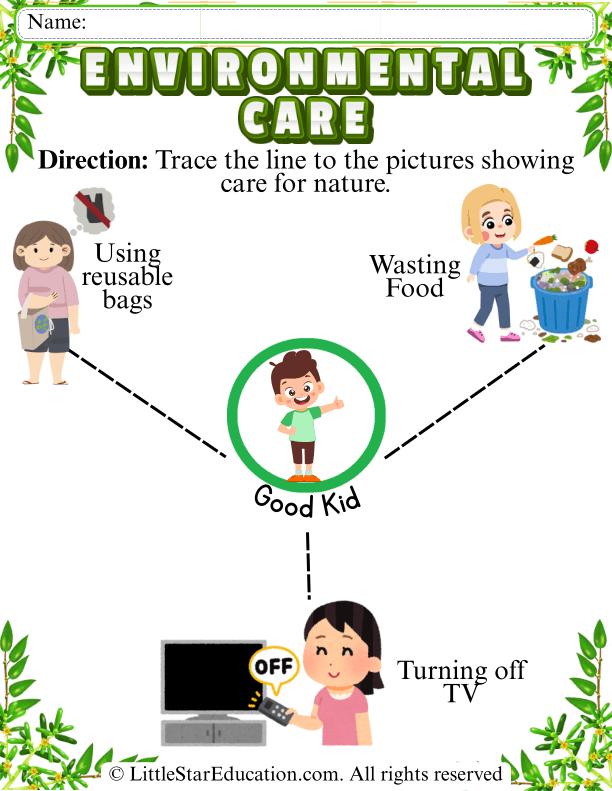 Tracing Lines to Nature Care Pictures for Early Learners