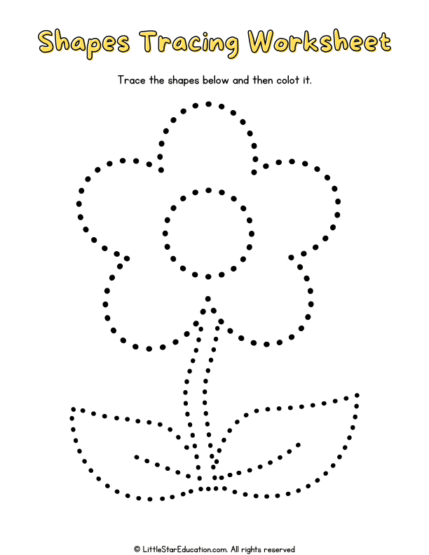 Tracing Shapes and Coloring Flowers for Preschool and Kindergarten Math
