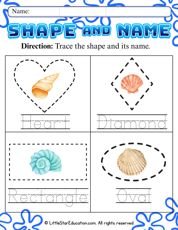 Tracing Shapes and Shape Names for Preschool and Kindergarten Math