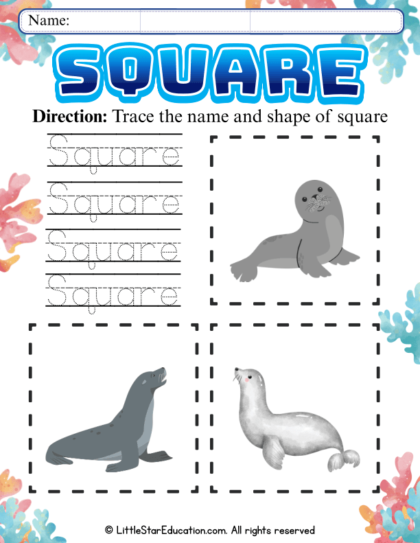 Tracing Squares: Shape and Name Practice for Preschool & Kindergarten
