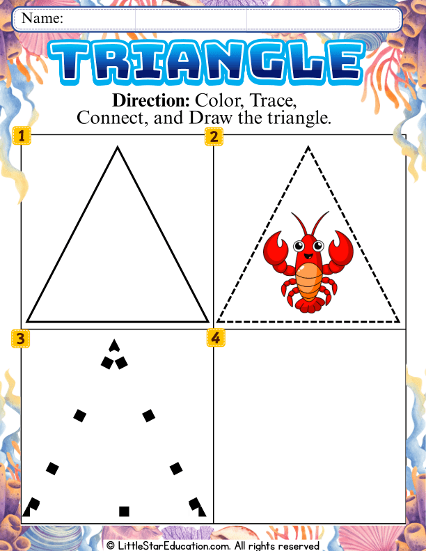 Triangle Shape Recognition: Color, Trace, and Draw for Preschool Math