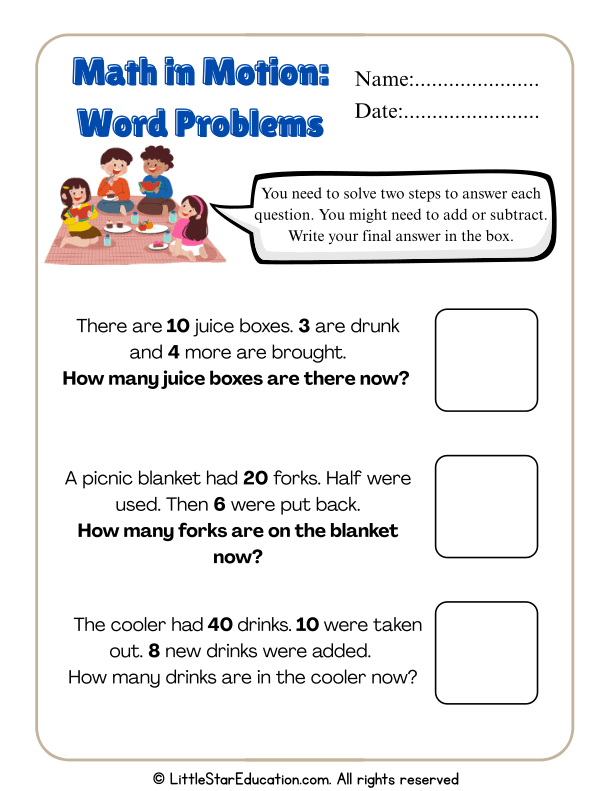 Two-Step Addition and Subtraction Word Problems