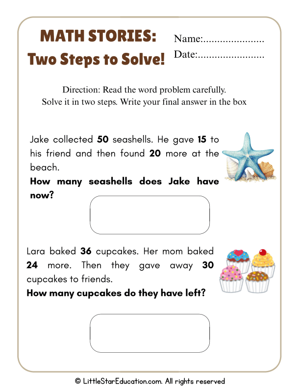 Two-Step Problem Solving: Addition & Subtraction for Kids