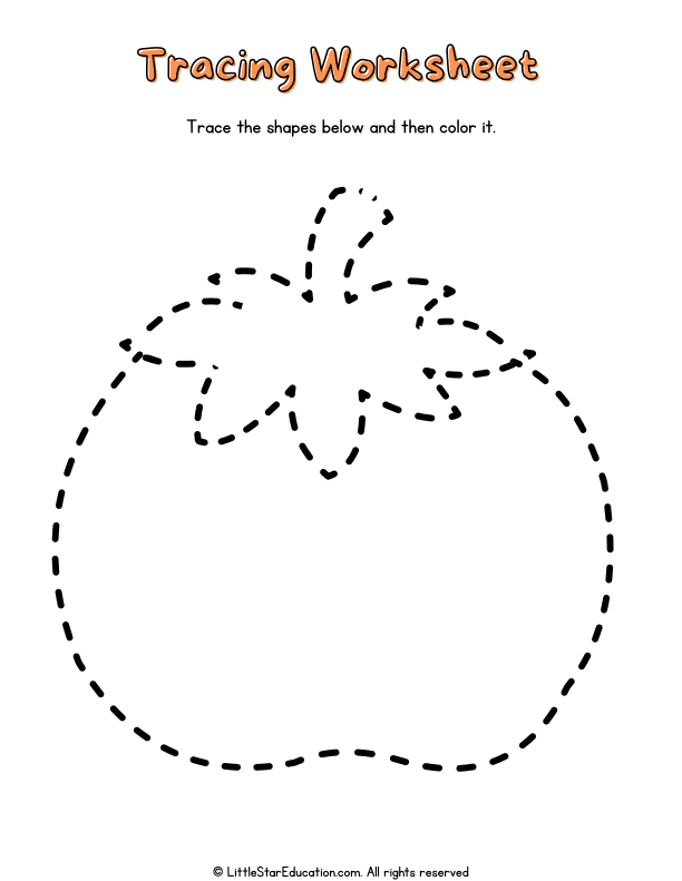 Vegetable Tracing and Coloring for Preschool and Kindergarten