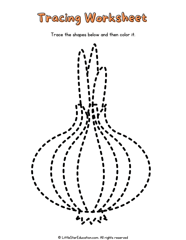 Vegetable Tracing and Coloring for Preschool Health Skills