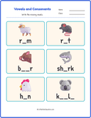 Vowels Consonants Worksheet Grade 1- Blue Theme thumbnail 1