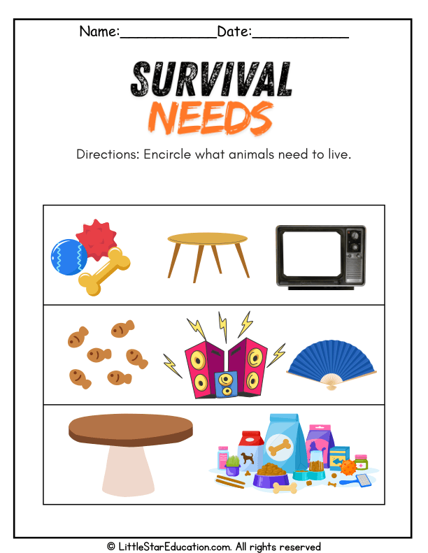 What Animals Need to Live: Science Skills for Pre-K and Kindergarten