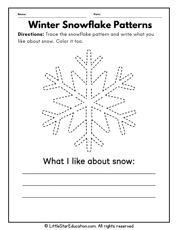 Winter Snowflake Art: Tracing and Coloring for Preschool Kids