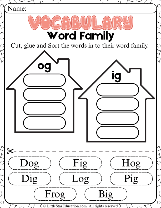 Word Family Cut and Paste Sorting for Early Readers