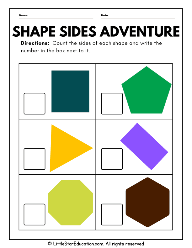 Side Math Kids Counting Sides of 2D and 3D Shapes for Early Math Learners