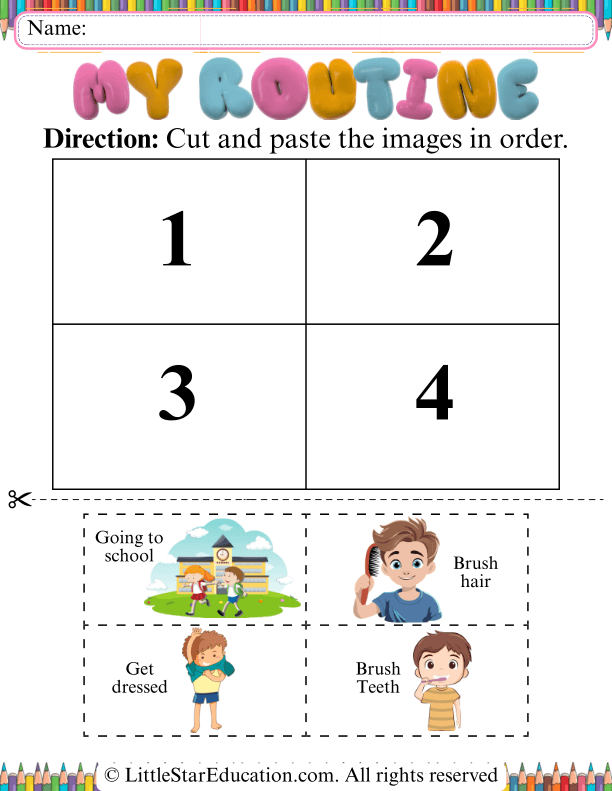 Healthy Daily Routine Cut and Paste for Preschool and Kindergarten