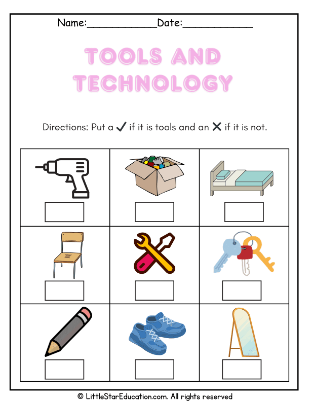 Identifying Tools: Science Sorting Activity for Kindergarten