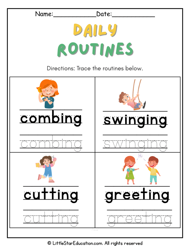 Daily Routine For Pre K Tracing Daily Routines for Early Learners: Pre-K and Kindergarten