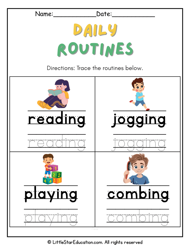 Tracing Daily Routines for Pre-K and Kindergarten Literacy Skills
